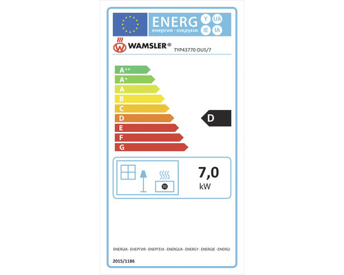 Wamsler Energieetikett mit der Effizienzklasse D und 7,0 Kilowatt