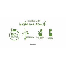 100 Prozent recycelt und wiederverwertbar. Hergestellt mit Windenergie. Langlebige Qualität. Hergestellt in Holland.