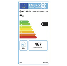 Energielabel für Kospel Durchlauferhitzer PPE4.M-10/11/12/15, Energieeffizienzklasse A, 467 Kilowattstunden pro Jahr, 15 Dezibel