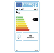 CLAGE Energielabel S10-O Warmwasserbereiter Energieeffizienzklasse A, 515 Kilowattstunden pro Jahr