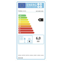 Energielabel mit der Energieeffizienzklasse A und einem Wärmeleistung von 6,0 Kilowatt