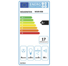 Wolkenstein WS49-90B Energielabel mit Energieeffizienzklasse A+, jährlichem Energieverbrauch von 17 kWh und Geräuschemission von 66 Dezibel