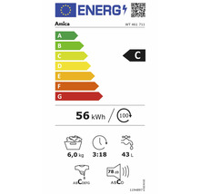 Amica Energielabel mit der Energieeffizienzklasse C, 56 Kilowattstunden und 6,0 Kilogramm