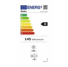 Amica Energieeffizienzlabel GS 321 120 W mit Energieeffizienzklasse D, jährlichem Energieverbrauch von 145 Kilowattstunden und einem Nutzinhalt von 145 Litern