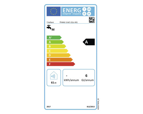 Vaillant Energielabel MAG 114/1 Z(LL-DE) mit Energieeffizienzklasse A