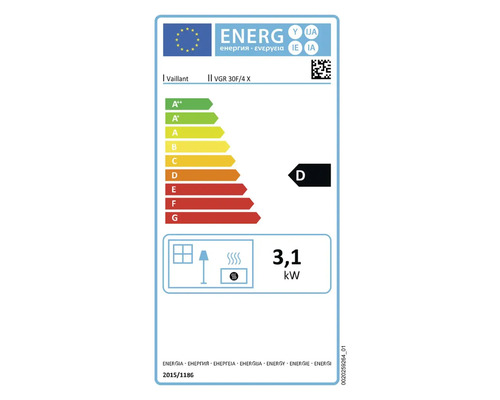 Vaillant Energielabel VGR 30F/4 X mit Energieeffizienzklasse D und 3,1 Kilowatt