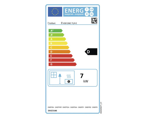 Energielabel Vaillant VGR SINE 71/4 E, Energieeffizienzklasse D, 7 Kilowatt
