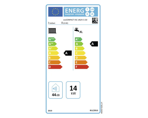 Vaillant ecoCOMPACT VSC 146/4-5 150 Energielabel