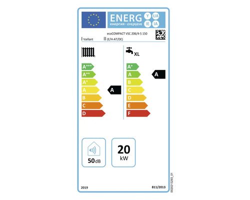Vaillant ecoCOMPACT VSC 206/4-5 150 Energielabel