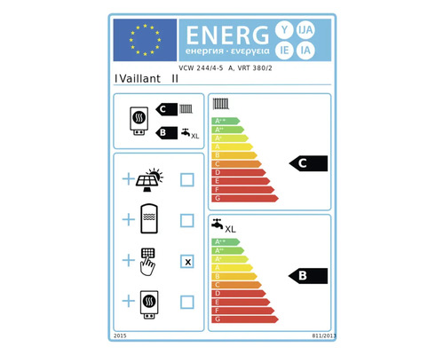 Energielabel für Vaillant VCW 244/4-5 A, VRT 380/2 mit Energieeffizienzklasse C