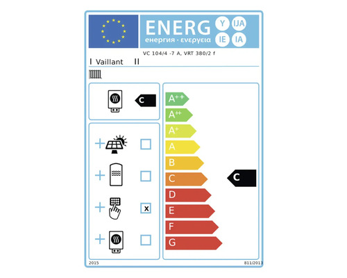 Energielabel für Vaillant VC 104/4 -7 A, VRT 380/2 f mit Energieeffizienzklasse C