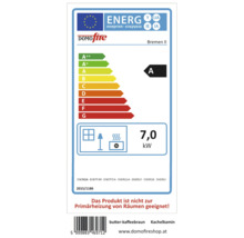 Energielabel für Kaminofen mit Energieeffizienzklasse A und 7,0 Kilowatt Leistung