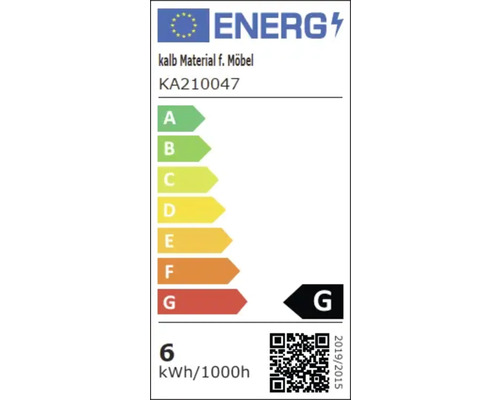 Energielabel für Möbelmaterial der Marke kalb, Energieeffizienzklasse G