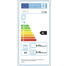 Energielabel für PKM F7-2S Backofen mit Energieeffizienzklasse A, 54 Liter Volumen und einem Energieverbrauch von 0,74 Kilowattstunden pro Zyklus im konventionellen Modus sowie 0,78 Kilowattstunden pro Zyklus im Umluftmodus