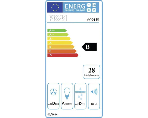 Energielabel PKM 6091H mit Energieeffizienzklasse B