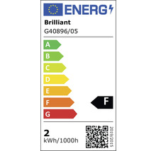Energielabel für Leuchtmittel der Marke Brilliant mit der Energieeffizienzklasse F
