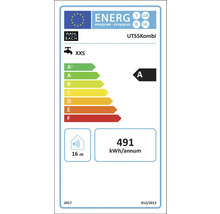 Energielabel für Armatur mit Energieeffizienzklasse A, 491 kWh pro Jahr und 16 Dezibel