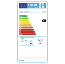 Energielabel mit der Energieeffizienzklasse A und einem Energieverbrauch von 6,0 Kilowatt für ein Produkt von Hornbach Baumarkt AG