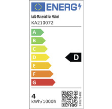 Energielabel für Möbelmaterial der Marke Kalb mit der Kennnummer KA210072 und der Energieeffizienzklasse D