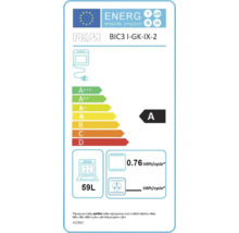 Energielabel für PKM BIC3 I-GK-IX-2 Backofen mit der Energieeffizienzklasse A, einem Stromverbrauch von 0.76 kWh pro Zyklus und einem Volumen von 59 Litern.