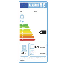 Energielabel für PKM EHS3IX mit Energieeffizienzklasse A, einem Energieverbrauch von 0,73 Kilowattstunden pro Zyklus und einem Volumen von 65 Litern