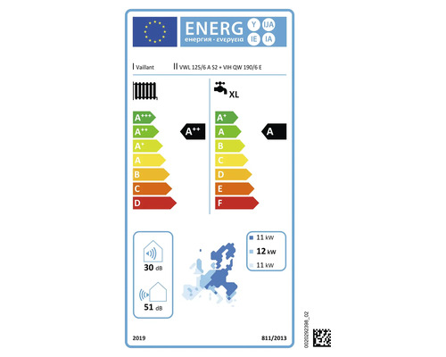 Vaillant Energielabel mit Energieeffizienzklasse