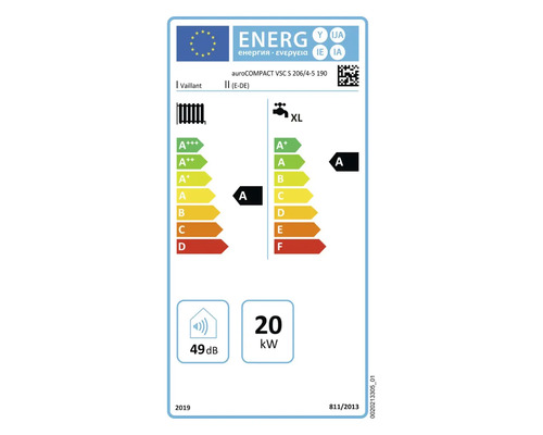 Vaillant AuroCOMPACT VSC S 206/4-5 190 Energielabel