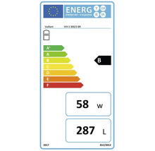 Vaillant Warmwasserspeicher Energielabel mit Energieeffizienzklasse B, 58 Watt und 287 Liter