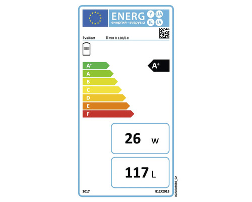 Energielabel Vaillant VIH R 120/6 H, Energieeffizienzklasse A+, 117 Liter Volumen