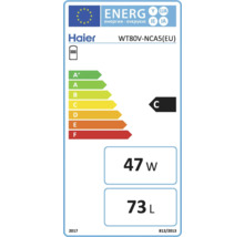Haier Energielabel WT80V-NCA5(EU) mit Energieeffizienzklasse C, Stromverbrauch 47 Watt und 73 Liter Fassungsvermögen