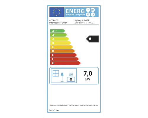 Energielabel mit der Effizienzklasse A, 7,0 Kilowatt
