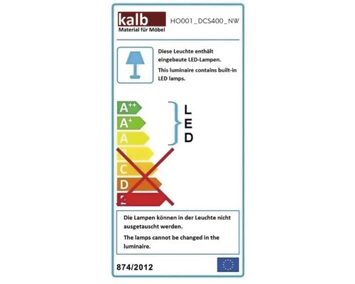 Kalb Energieetikett für Leuchten mit eingebauten LED-Lampen der Klassen A plus plus bis A. Lampen sind nicht austauschbar.