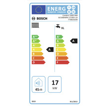Bosch Energielabel für Heizungsprodukt mit Energieeffizienzklasse A, XL Wasserhahnprofil, 45 Dezibel und 17 Kilowatt