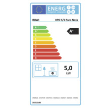 EU-Energielabel für ROWI HPO 5/1 Puro Nova, Energieeffizienzklasse A plus, Wärmeleistung 5,0 Kilowatt.