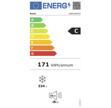 Bosch GSN36VWCG Energielabel: Klasse C, 171 Kilowattstunden pro Jahr, 334 Liter Gefrierkapazität, 35 Dezibel, Geräuschemissionsklasse B.