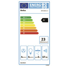 Europäisches Energielabel für Amica KHF 664 611 S, Energieeffizienzklasse A plus plus, 23 Kilowattstunden pro Jahr, 67 Dezibel.