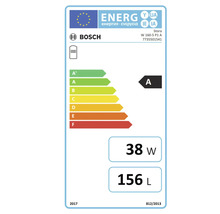 EU Energielabel für Bosch Stora W 160-5 P1 A, Energieeffizienzklasse A, Wärmeverlust 38 Watt, Speichervolumen 156 Liter.