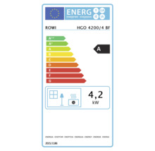 EU-Energielabel für Rowi HGO 4200/4 BF, Energieeffizienzklasse A, Leistung 4,2 Kilowatt.