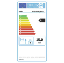 Europäisches Energielabel für ROWI HGH 15000/4 Inox, Energieeffizienzklasse A, Wärmeleistung 15,0 Kilowatt.