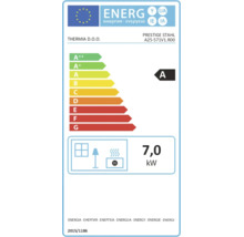 Energielabel für Thermia DOO Prestige Stahl A25-571V1 R00, Energieeffizienzklasse A, Nennwärmeleistung 7,0 Kilowatt.