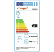 EU Energielabel für Stengel Backofen EBO9.3H, Energieklasse A, Volumen 68 Liter, Verbrauch 0,78 Kilowattstunden pro Zyklus.