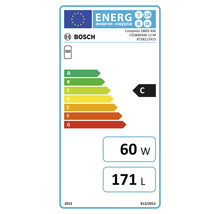 EU-Energielabel für Bosch Wärmepumpe Compress 5800i AW, Energieeffizienzklasse C, 171 Liter, 60 Watt.