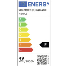 EU-Energielabel für Govee Moments Modell H60A6, Energieeffizienzklasse F, 49 Kilowattstunden pro tausend Stunden.
