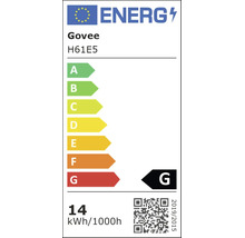 Govee H61E5 EU Energielabel Energieeffizienzklasse G bei 14 Kilowattstunden pro 1000 Stunden.