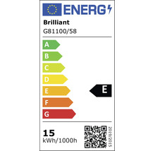 EU Energielabel für Brilliant G81100/58, Energieeffizienzklasse E, 15 Kilowattstunden pro 1000 Stunden.