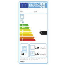 Energielabel für Backofen PKM EB7IX, Klasse A, Volumen 64 Liter, 0,66 Kilowattstunden konventionell und 0,82 Kilowattstunden Umluft.