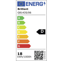 EU-Energielabel für Brilliant G81435/06, Energieeffizienzklasse D, Energieverbrauch 18 Kilowattstunden pro 1000 Stunden.