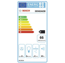 Bosch DEM63AC00 Energieeffizienzlabel mit Energieeffizienzklasse D und einem Jahresverbrauch von 66 Kilowattstunden.