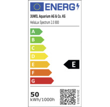 Energieeffizienzlabel für Juwel Aquarium HeliaLux Spectrum 2.0 800 LED Leuchte mit Energieeffizienzklasse E und Verbrauch von 50 kWh pro 1000 Stunden