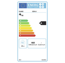Energieeffizienzlabel für Clage CEX U Durchlauferhitzer mit Energieeffizienzklasse A und 15 Dezibel Schallleistungspegel